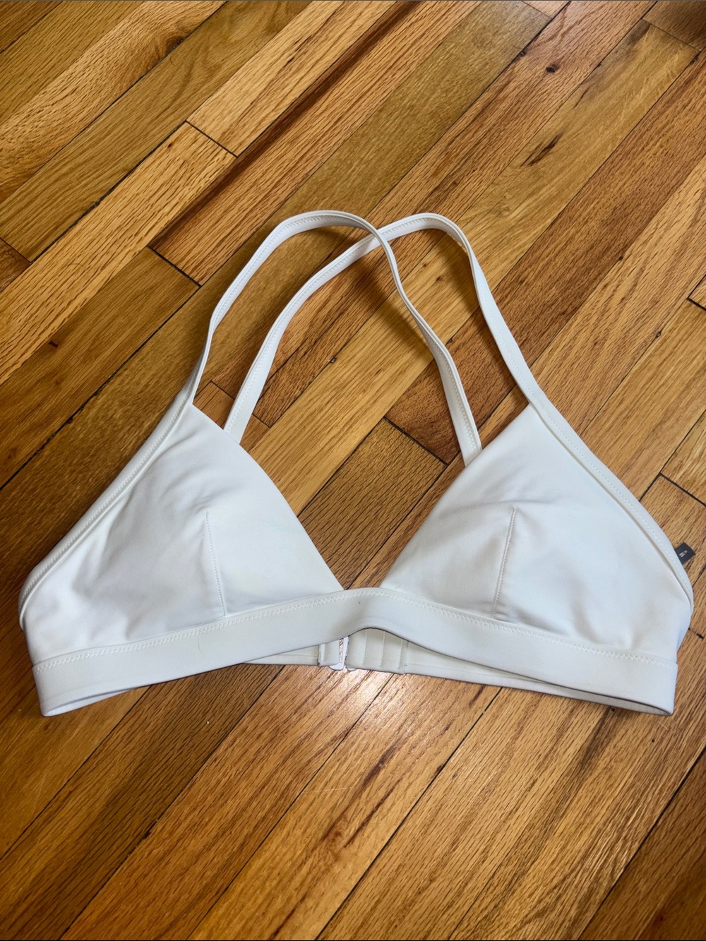 aerie White Triangle Cross Back Bikini Top